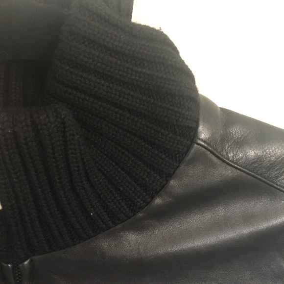 Elie Tahari : Leather and knitted black jacket - Picture 5 of 8